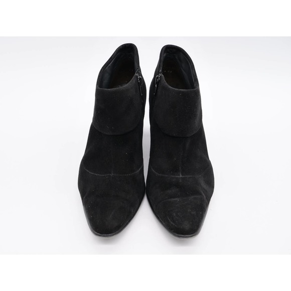 Paul Green Booties Womens 8.5 Black Suede Almond Toe Zip Ankle Boots Cone Heel - Picture 7 of 11